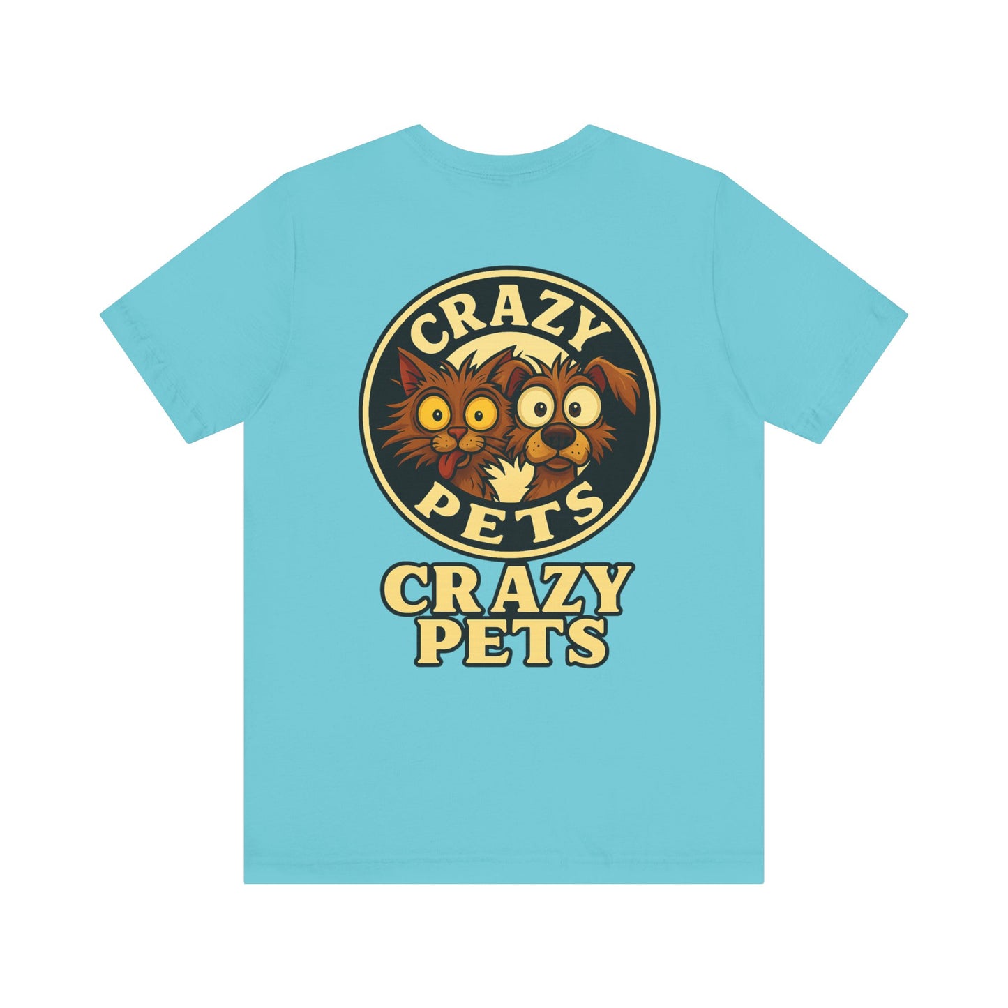 Crazy Pets Tee — "Running on Vibes and Poor Decisions" Cute Coffee-Loving Dog Shirt