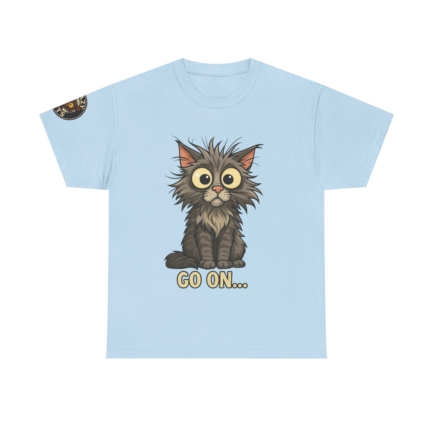 Cat Graphic Tee – Cute Wide-Eyed Kitten “Go On...” Shirt
