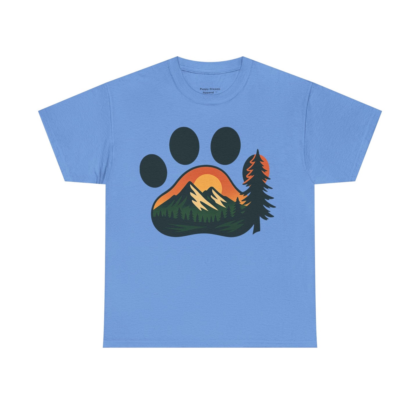 Nature-Inspired Paw Print Tee | Unisex Heavy Cotton T-Shirt for Animal Lovers, Outdoor Enthusiasts, Hiking, Camping, Gift Idea