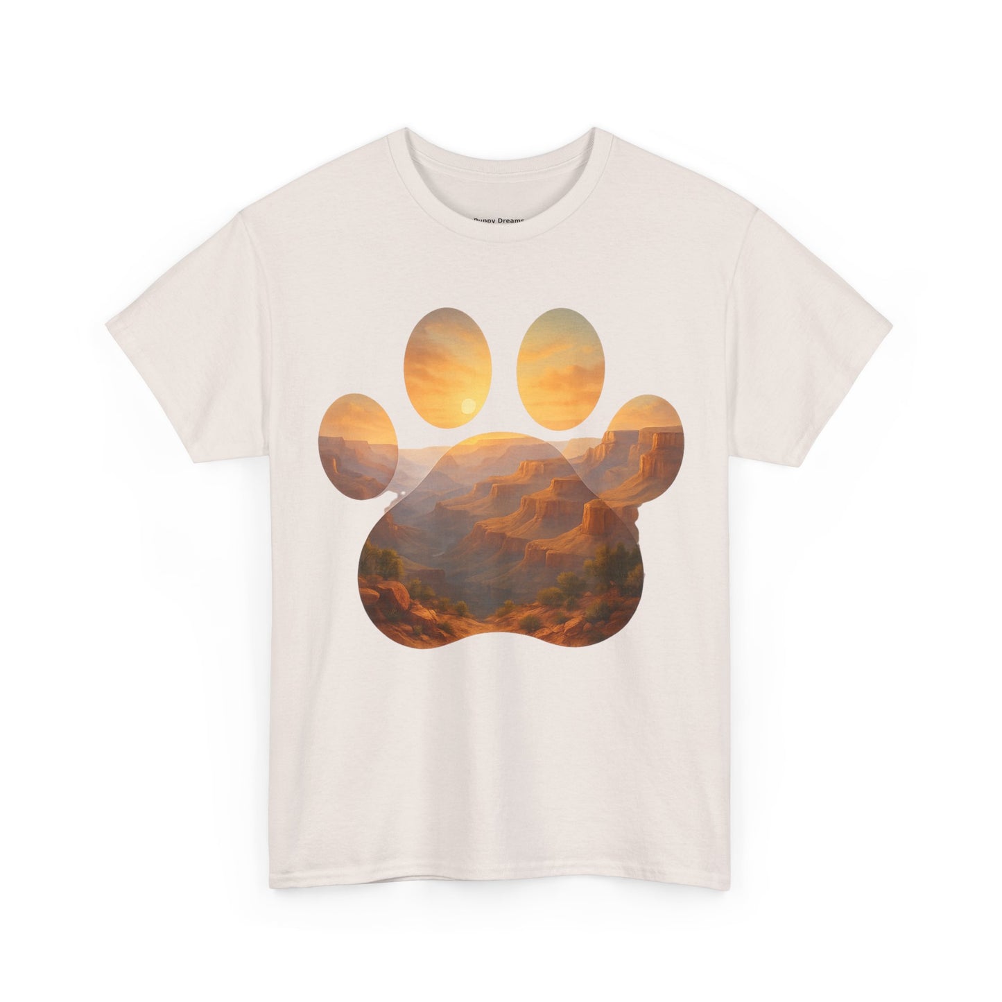 Sunset Paw Print Tee, Unisex T-Shirt for Pet Lovers, Cute Animal Graphic Shirt, Comfortable Everyday Wear, Gift for Dog Owners