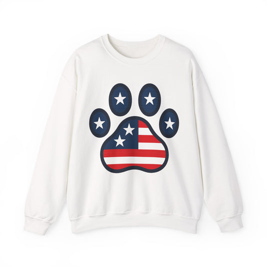 Patriotic Paw Print Crewneck Sweatshirt, Dog Lover Gift, USA Sweatshirt, Fourth of July Apparel, Animal Print Sweatshirt