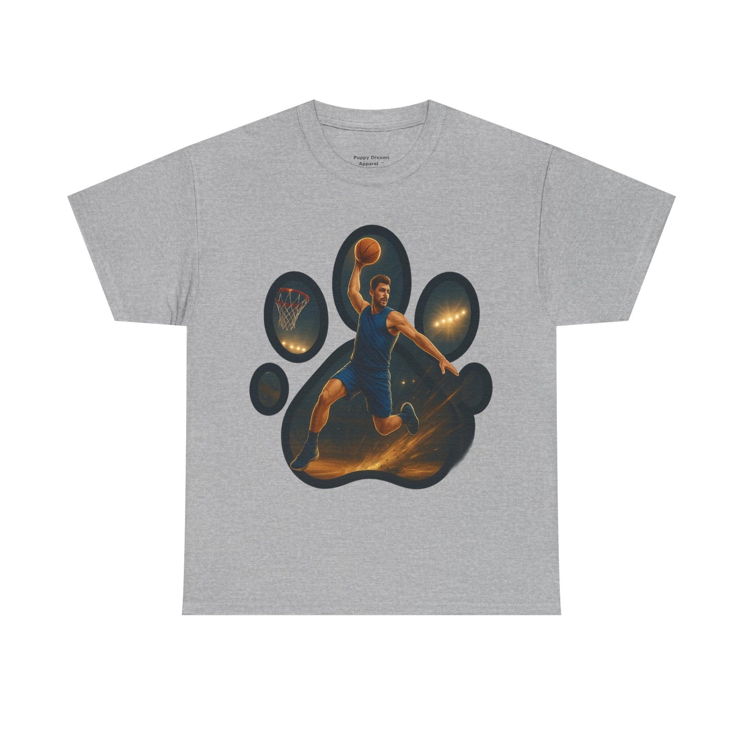 Paw Print Sports Tee | Unisex Heavy Cotton T-Shirt, Animal Lover Gift, Athletes Apparel, Cool Gym Wear, Unique Pet Lover Gift