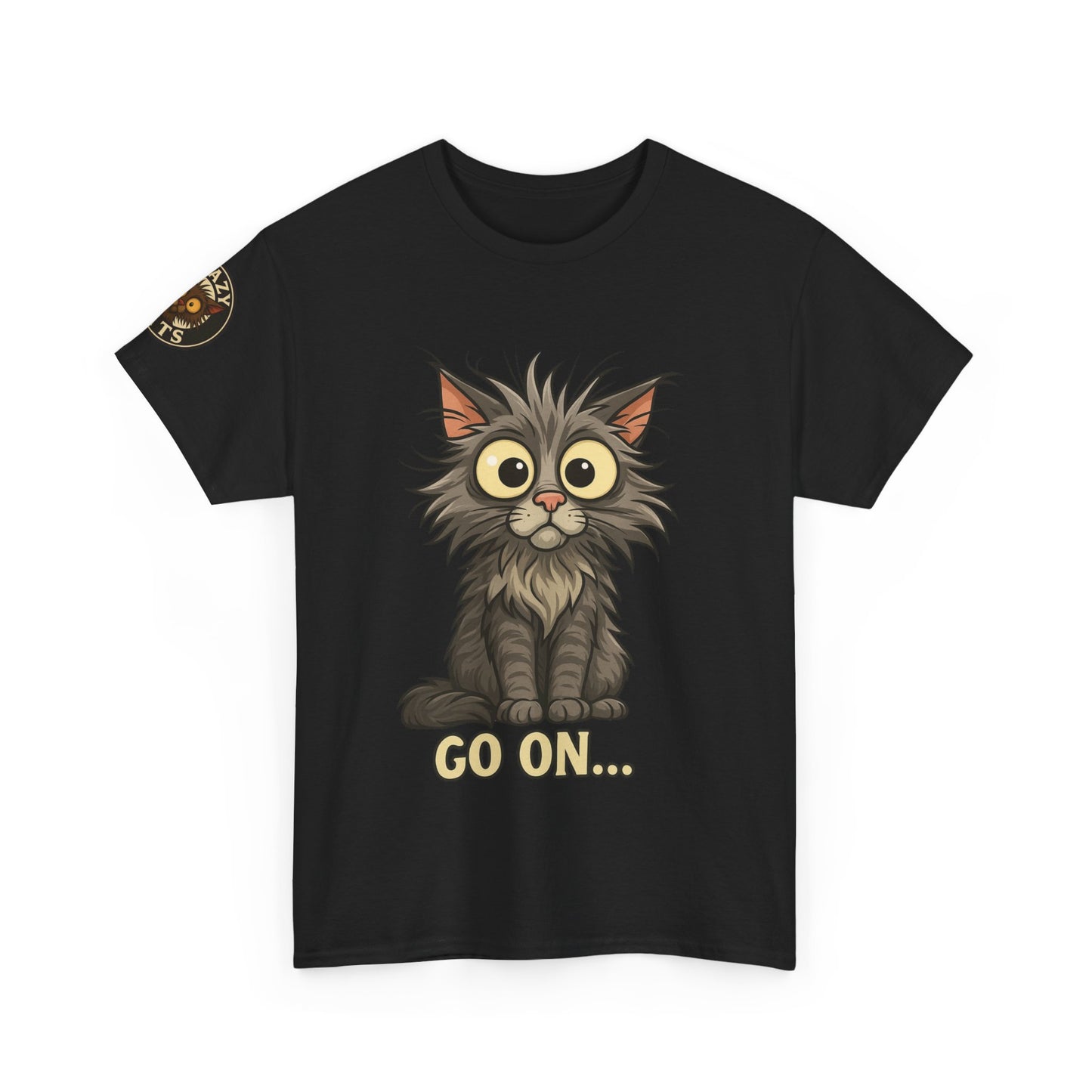 Cat Graphic Tee – Cute Wide-Eyed Kitten “Go On...” Shirt