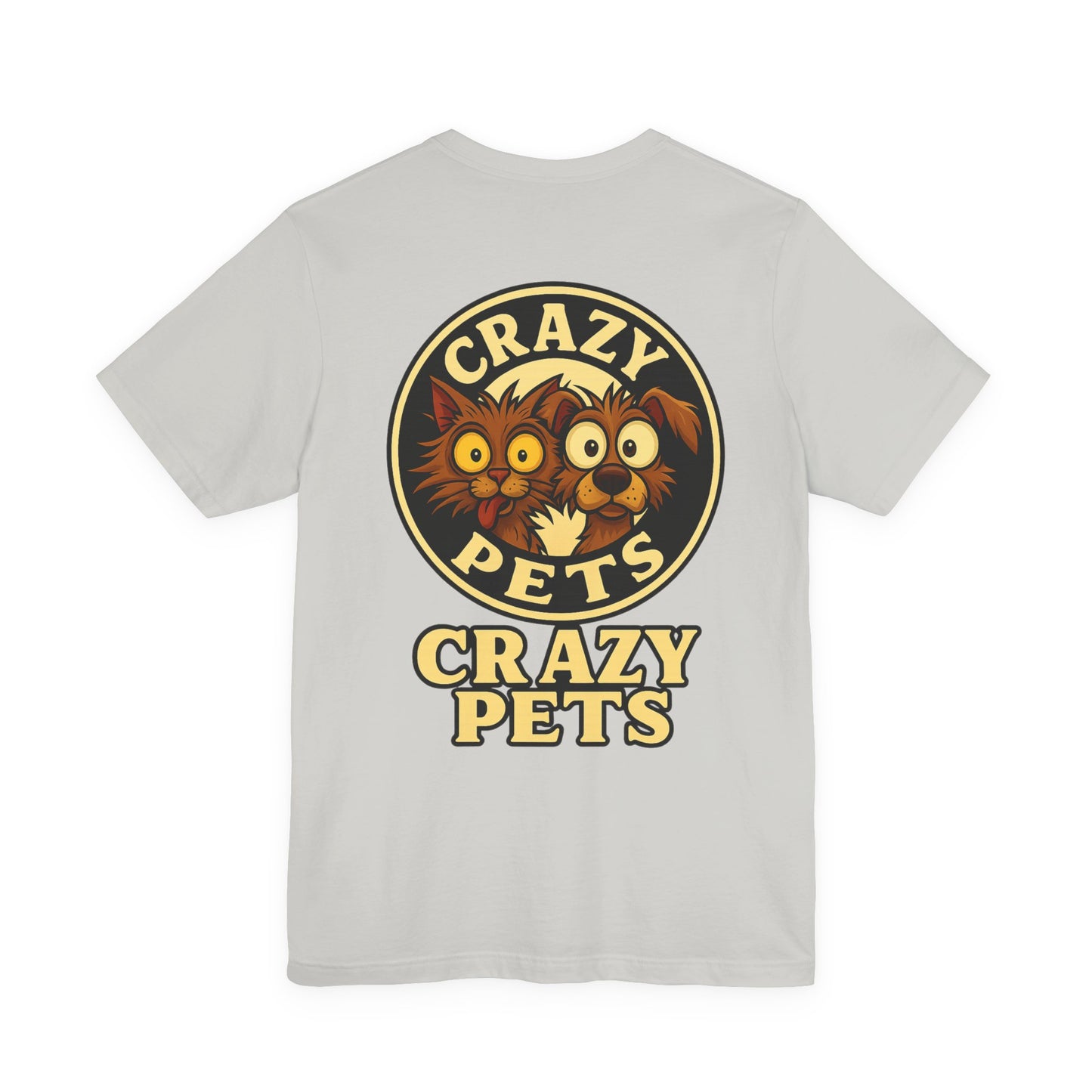 Crazy Pets Tee — "Running on Vibes and Poor Decisions" Cute Coffee-Loving Dog Shirt