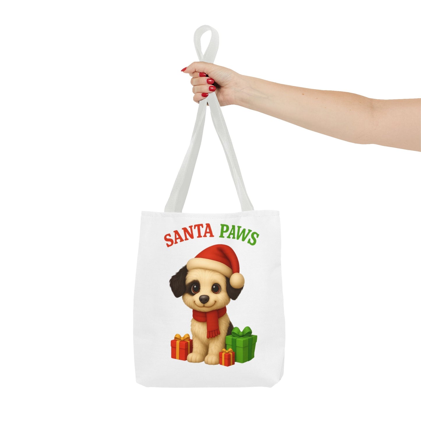 Christmas Dog Tote Bag, Pet Lover Gift, Santa Paws Eco-friendly Bag, Holiday Shopping Tote, Cute Puppy Design, Dog Owner Accessory