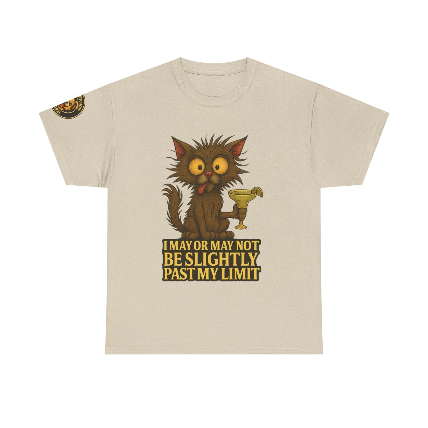 Cat Drinking Wine T‑Shirt — “I May Or May Not Be Slightly Past My Limit” Funny Graphic Tee