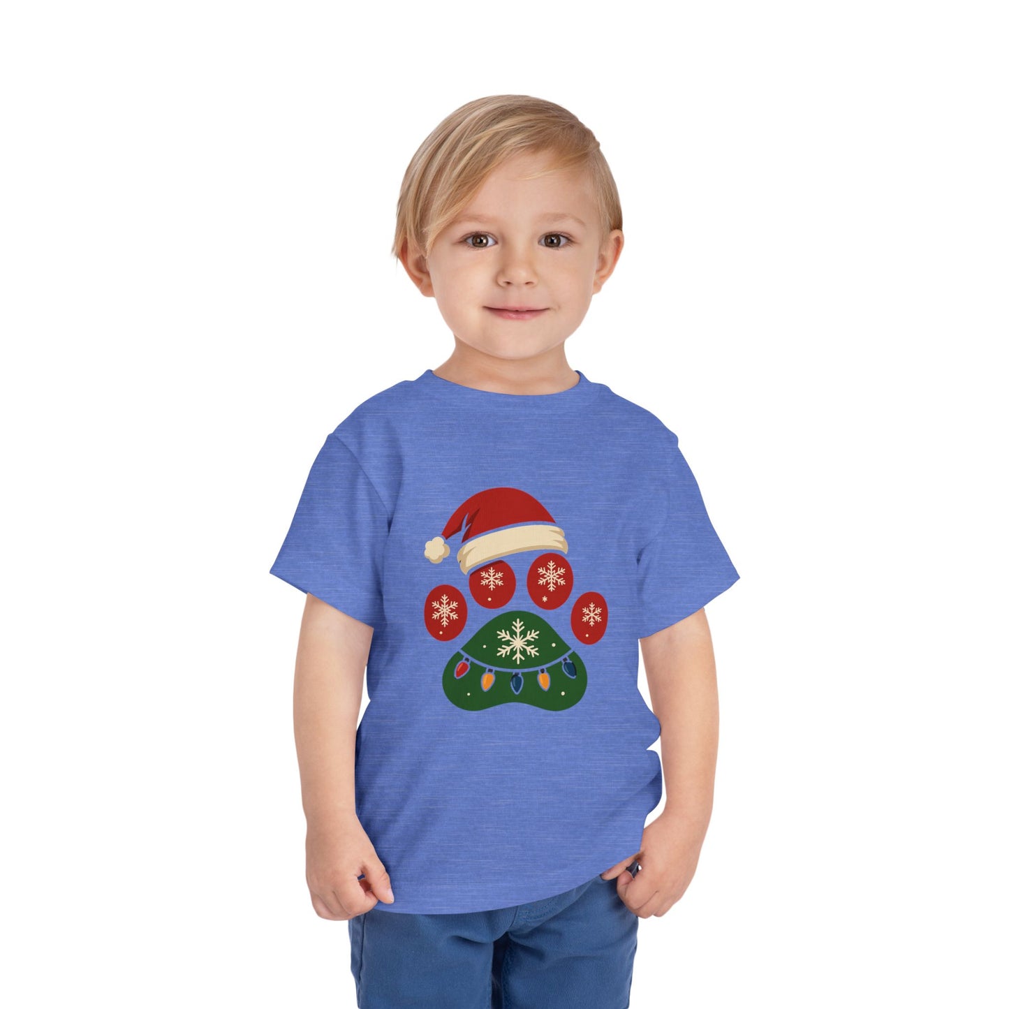 Christmas Toddler Tee with Holiday Paw Print Design, Cute Kids T-Shirt, Santa Dogs Tee, Holiday Outfit, Festive Child Shirt