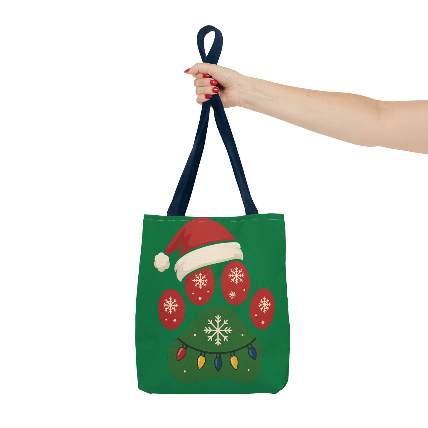 Festive Animal Paw Print Tote Bag, Holiday Shopper Tote, Christmas Gift Bag, Eco-Friendly Holiday Tote, Pet Lover's Tote