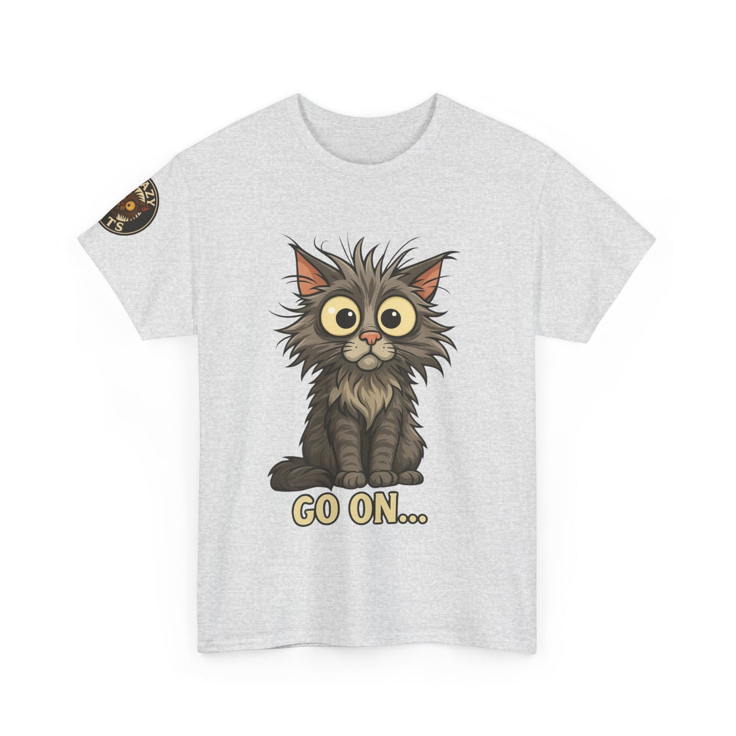 Cat Graphic Tee – Cute Wide-Eyed Kitten “Go On...” Shirt