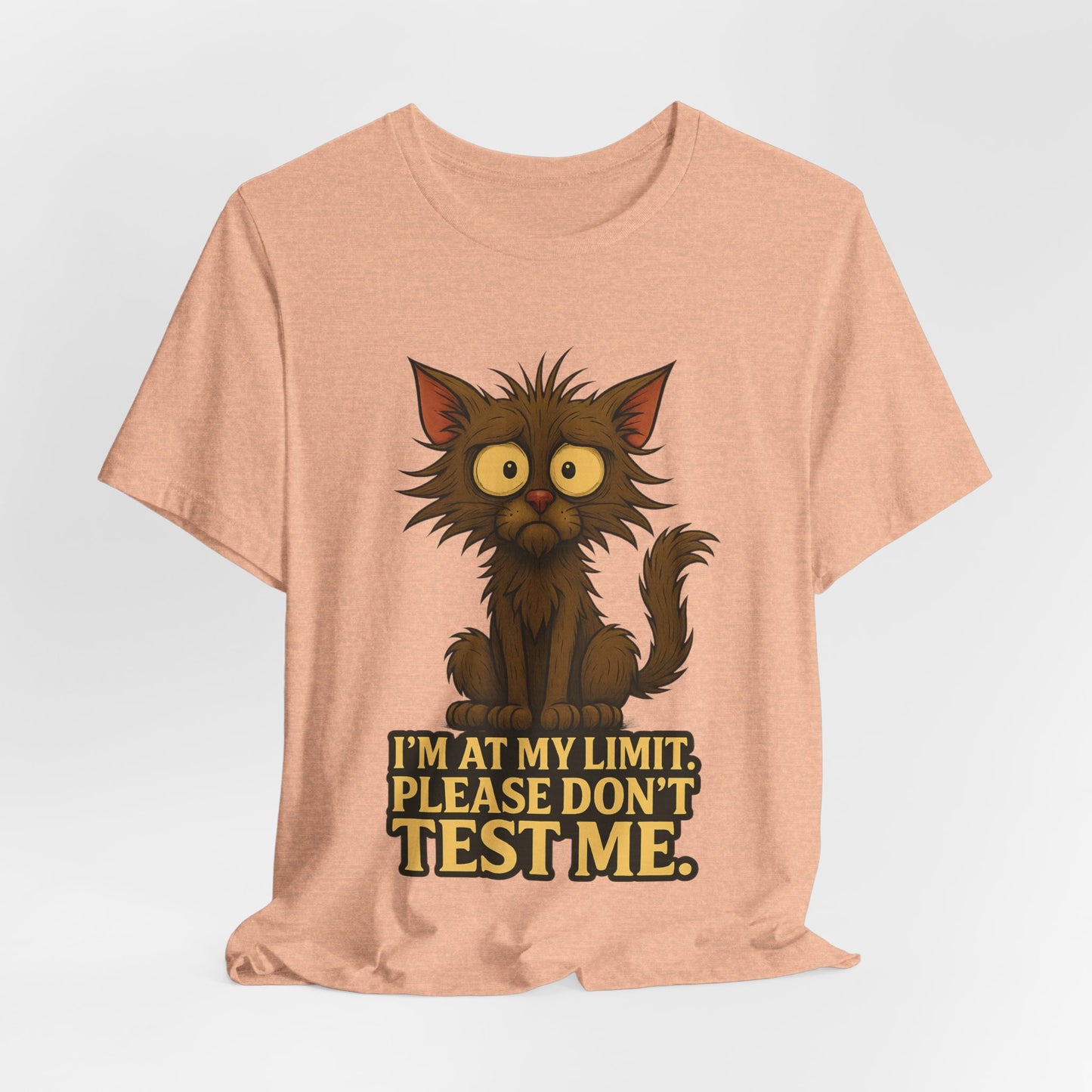Funny Cat T-Shirt — "I'm At My Limit, Please Don't Test Me" Cute Stressed Kitty Graphic Tee