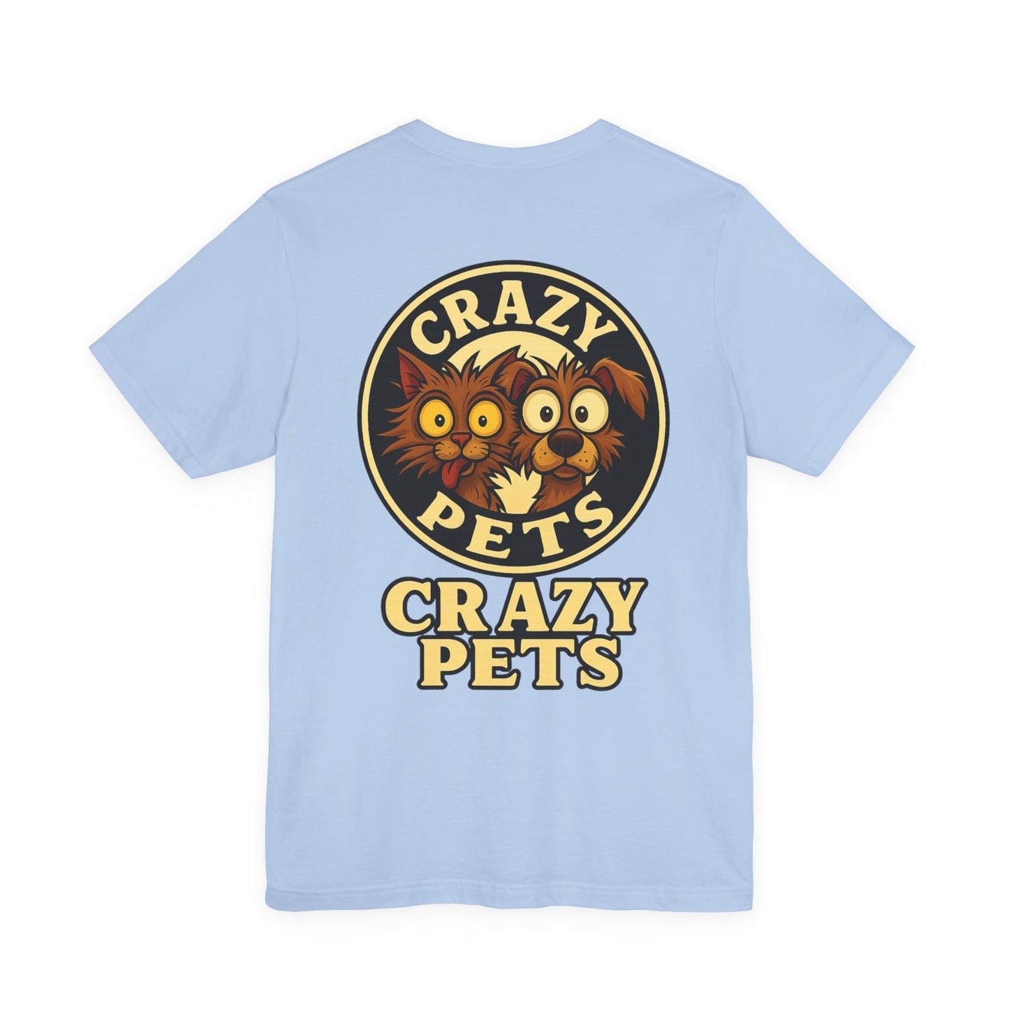 Crazy Pets Tee — "Running on Vibes and Poor Decisions" Cute Coffee-Loving Dog Shirt