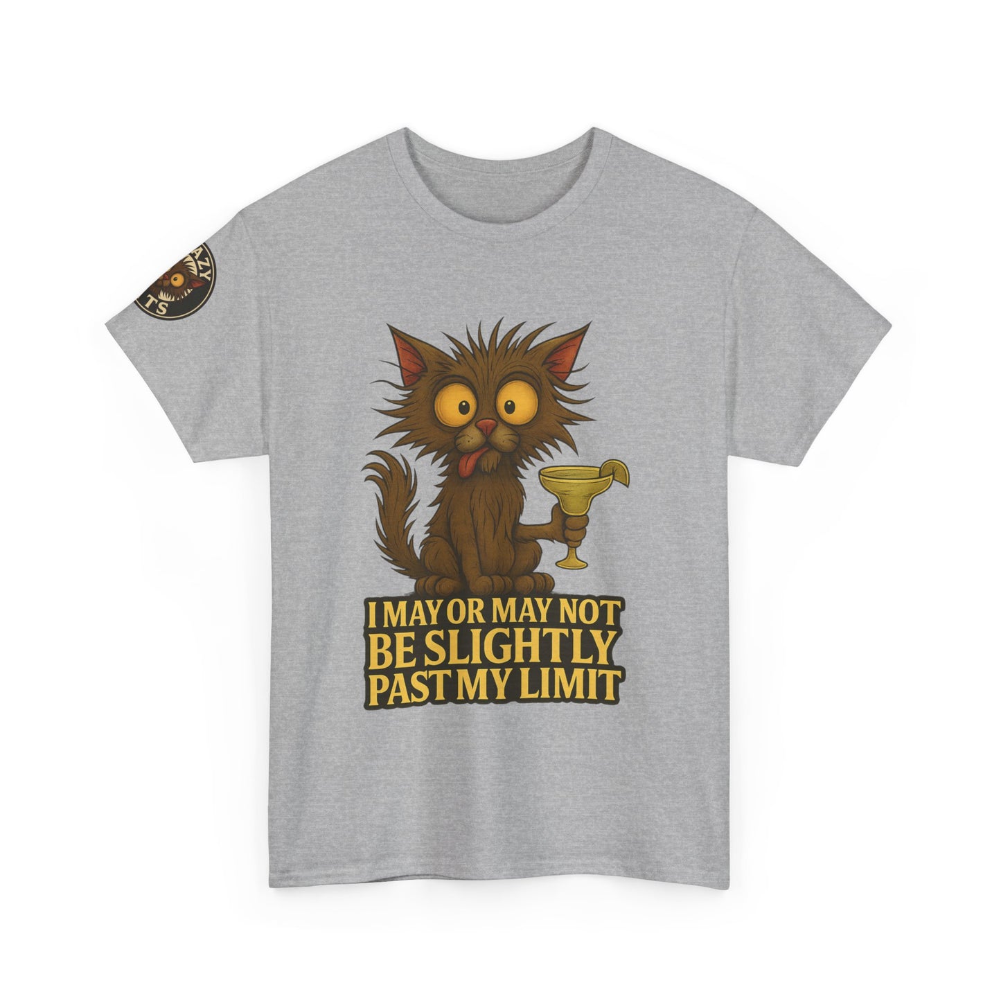 Cat Drinking Wine T‑Shirt — “I May Or May Not Be Slightly Past My Limit” Funny Graphic Tee
