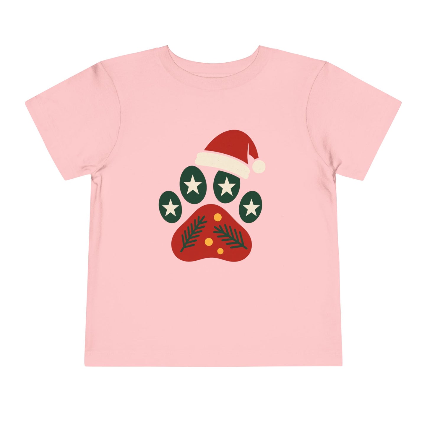 Festive Toddler Tee with Christmas Paw Print Design, Holiday Outfit, Kids Christmas Shirt, Cute Gift for Toddlers, Infant Apparel