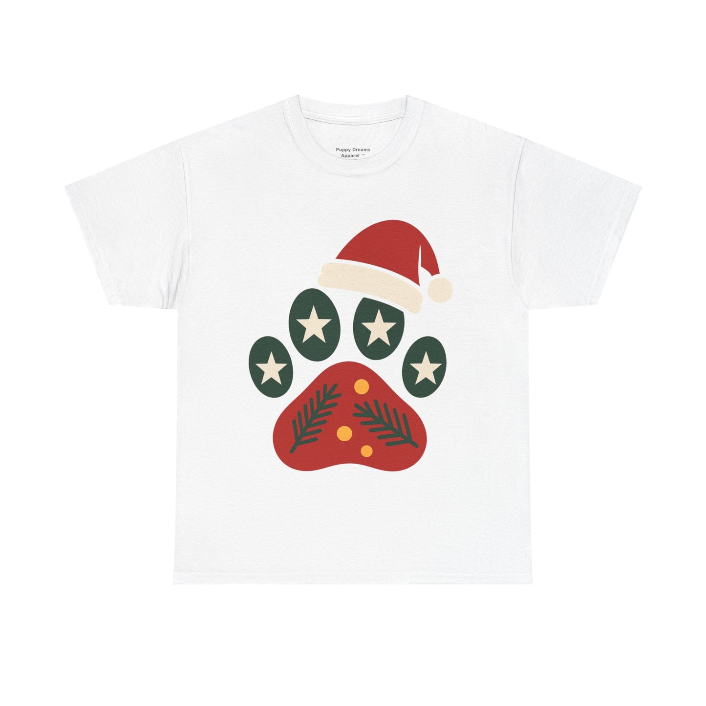 Festive Paw Print Tee, Holiday T-Shirt, Dog Lover Gift, Christmas Apparel, Unisex Cotton Shirt