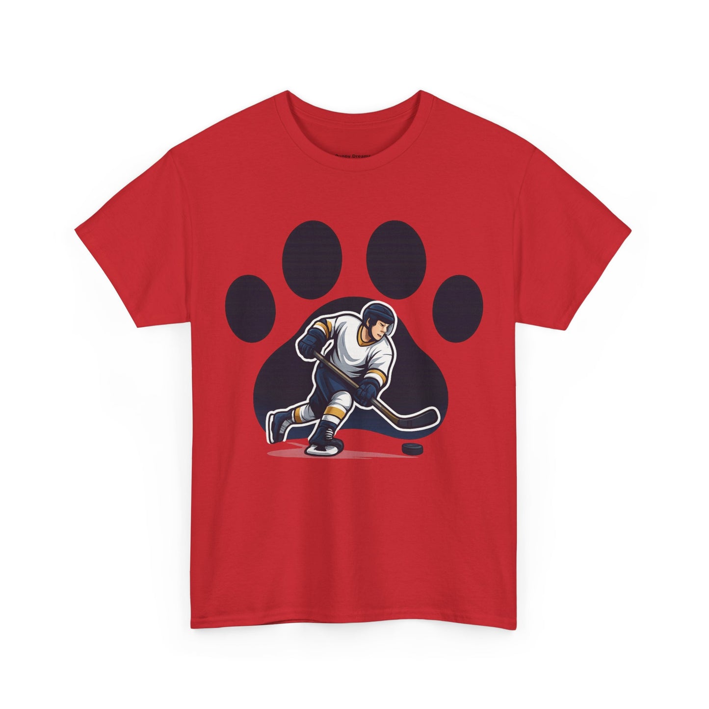 Hockey Paw Print Tee - Perfect for Ice Hockey Fans, Game Day Wear, Sports Events, Gifts for Athletes, Unisex Heavy Cotton T-Shirt