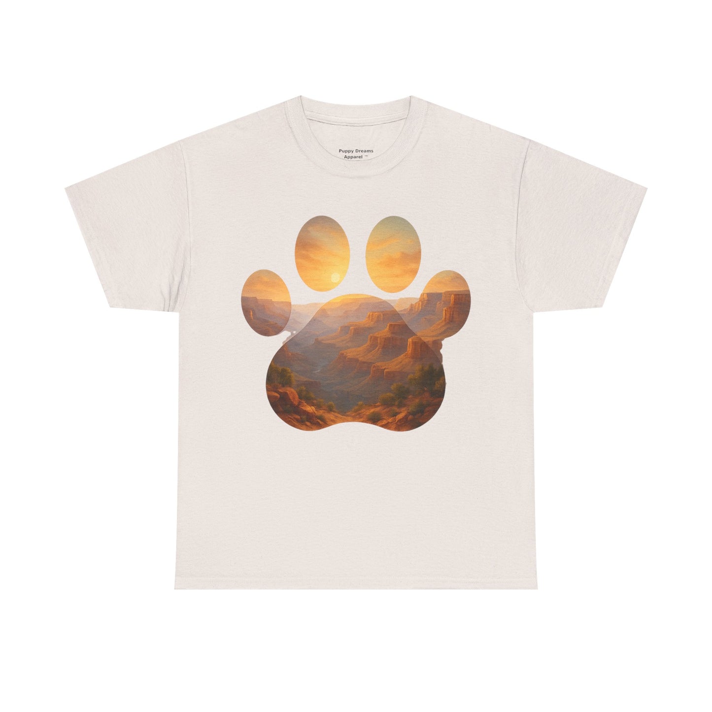 Sunset Paw Print Tee, Unisex T-Shirt for Pet Lovers, Cute Animal Graphic Shirt, Comfortable Everyday Wear, Gift for Dog Owners