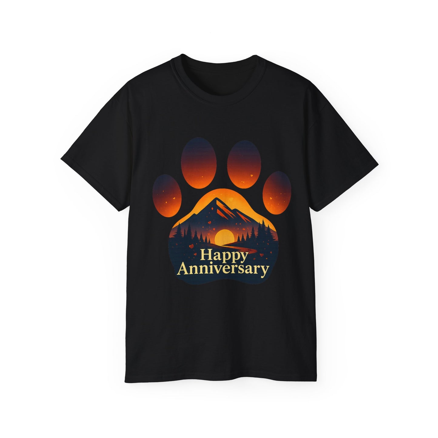 Anniversary Paw Print Tee - Happy Anniversary Shirt for Pet Lovers, Gift for Him/Her, Cute Animal Lover Gift, Unisex Cotton T-Shirt