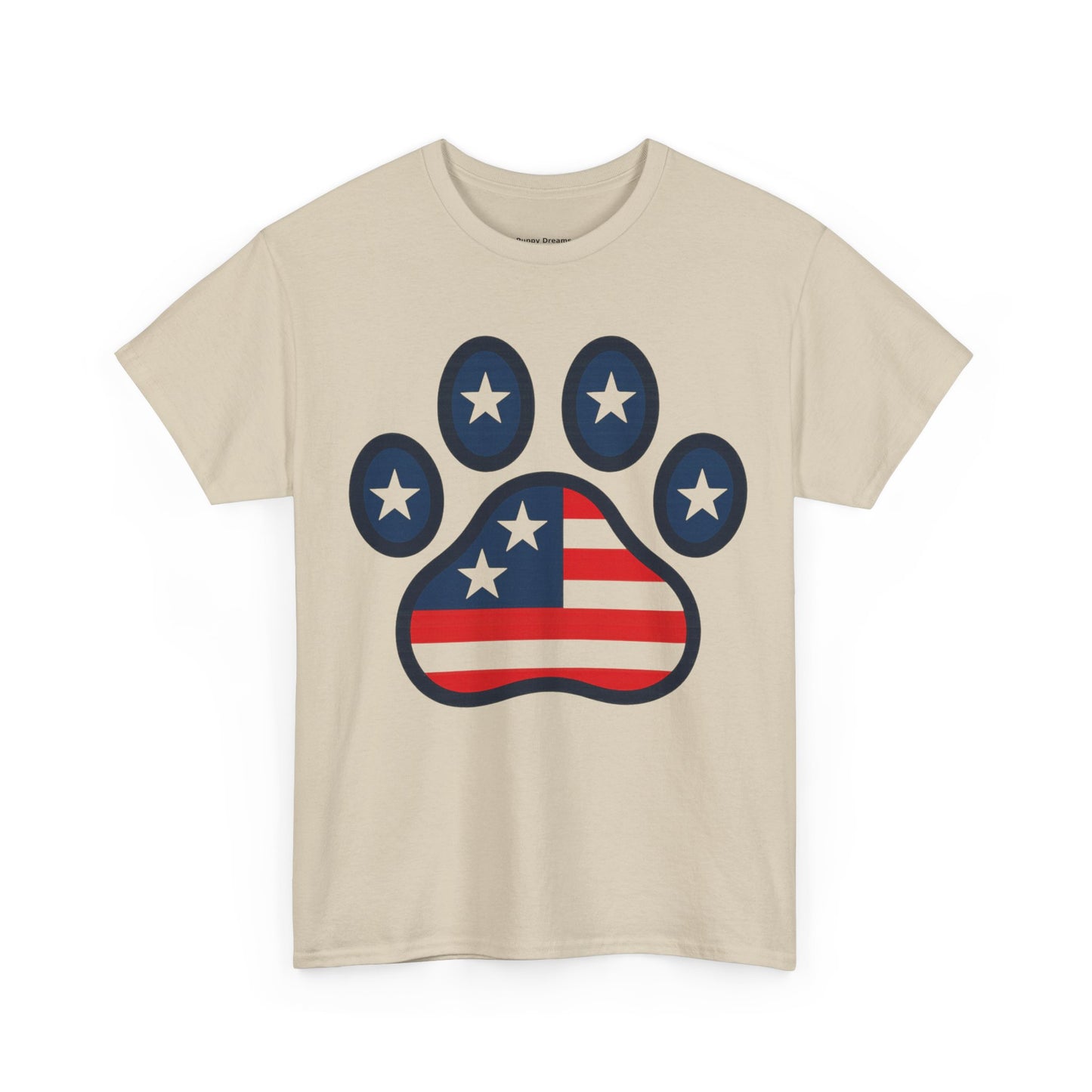 Patriotic Paw Print Tee, Cute Pet Lover T-shirt, Fashion Gift for Dog Owners, 4th of July Shirt, Casual Cotton Top