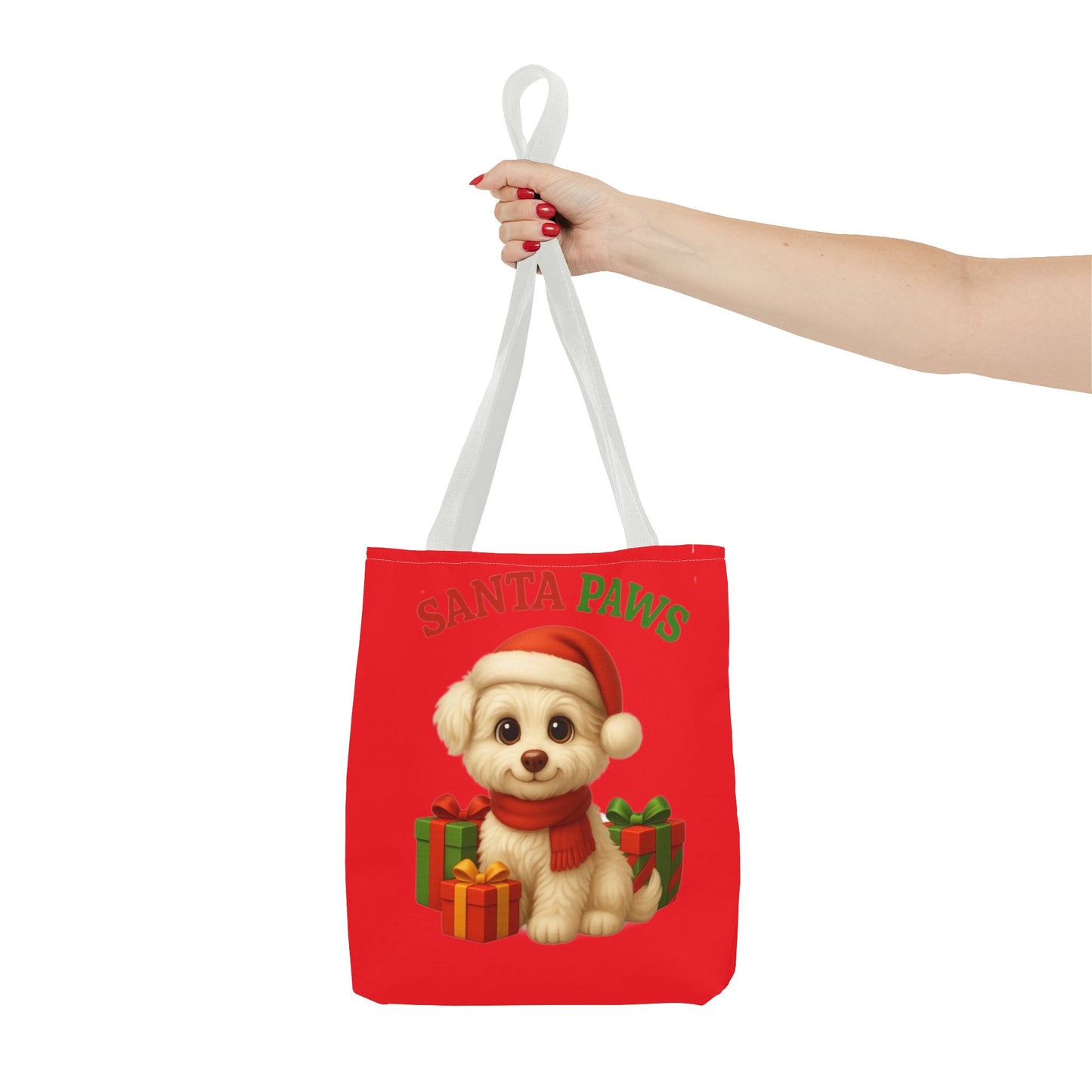 Adorable Santa Paws Tote Bag | Cute Christmas Pet Gift, Holiday Shopping, Pet Lover Accessory, Festive Handbag, Paw Print Tote