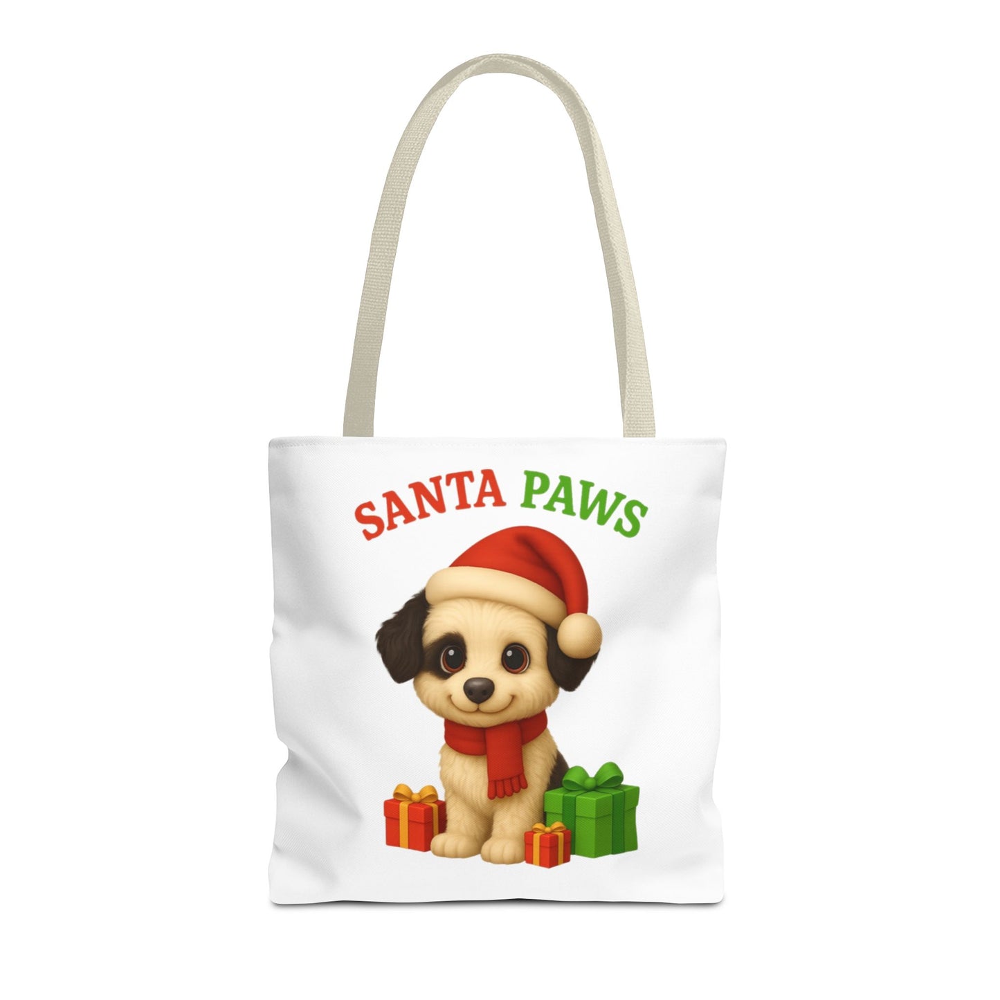 Christmas Dog Tote Bag, Pet Lover Gift, Santa Paws Eco-friendly Bag, Holiday Shopping Tote, Cute Puppy Design, Dog Owner Accessory