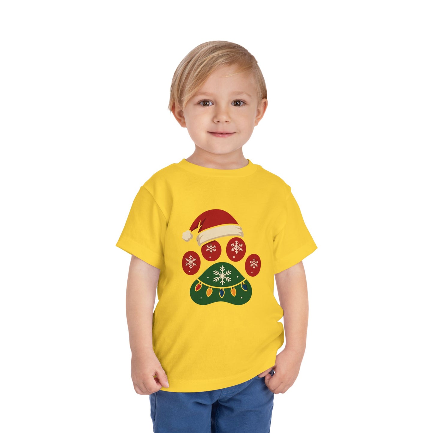 Christmas Toddler Tee with Holiday Paw Print Design, Cute Kids T-Shirt, Santa Dogs Tee, Holiday Outfit, Festive Child Shirt