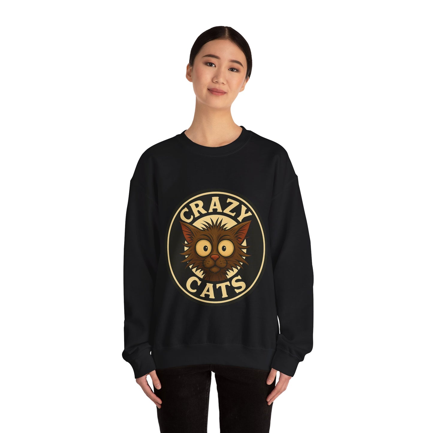 Crazy Cats Crewneck Sweatshirt — Vintage Cat Graphic Pullover