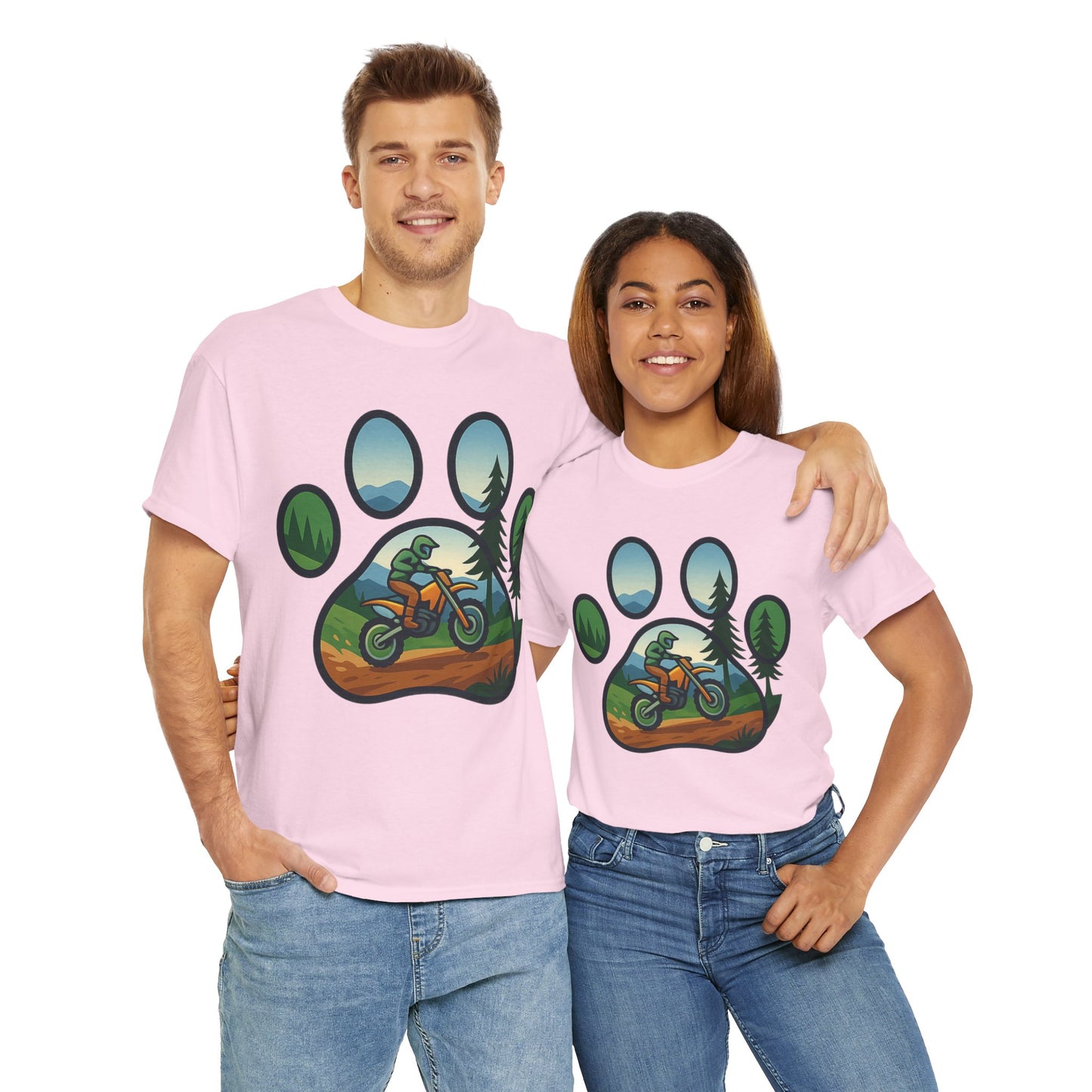 Adventure Paw Print T-Shirt, Unisex Cotton Tee, Outdoor Enthusiast Gift, Nature Lover Shirt, Motorcycle Graphics Tee