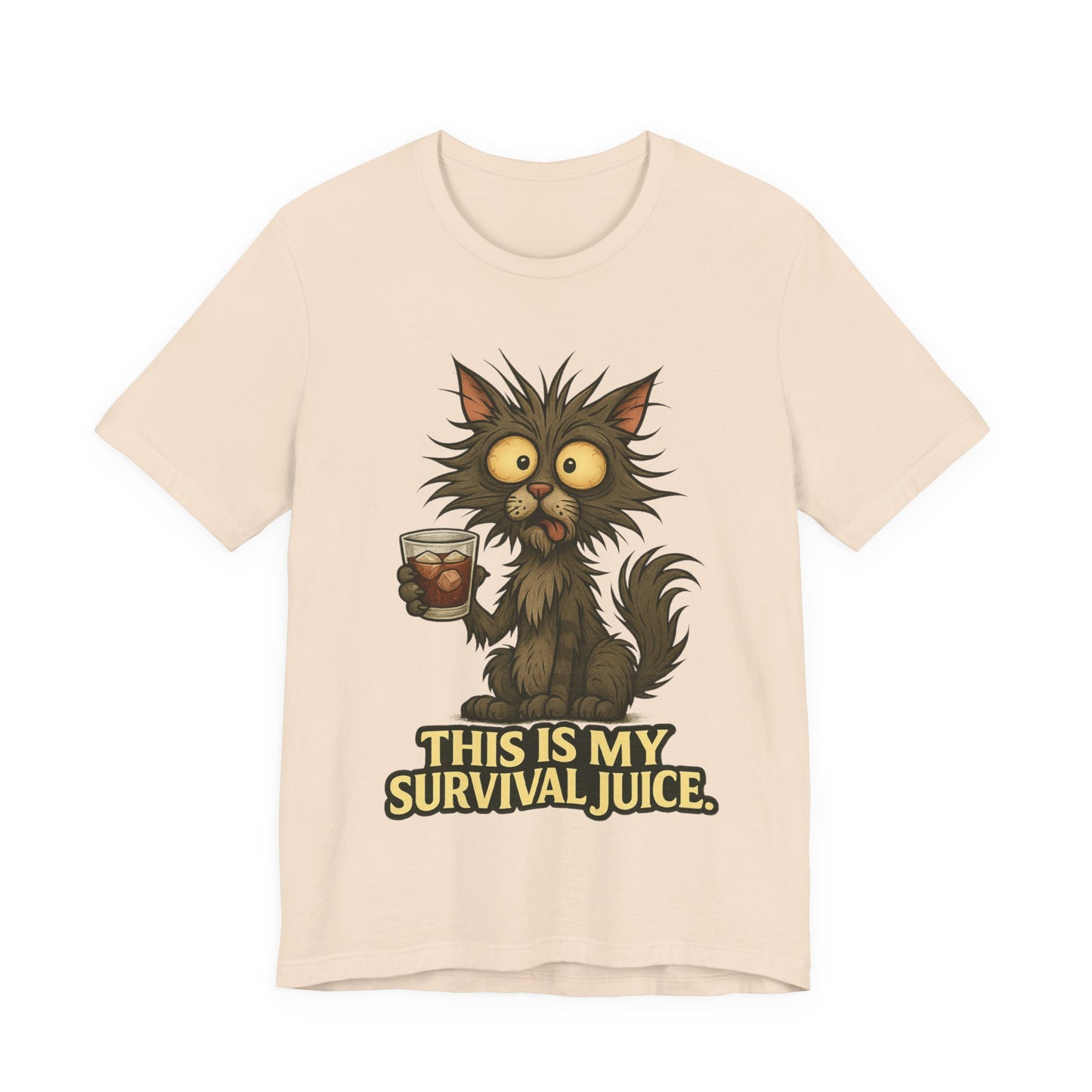 Survival Juice Cat Tee — Funny Coffee Cat T-Shirt