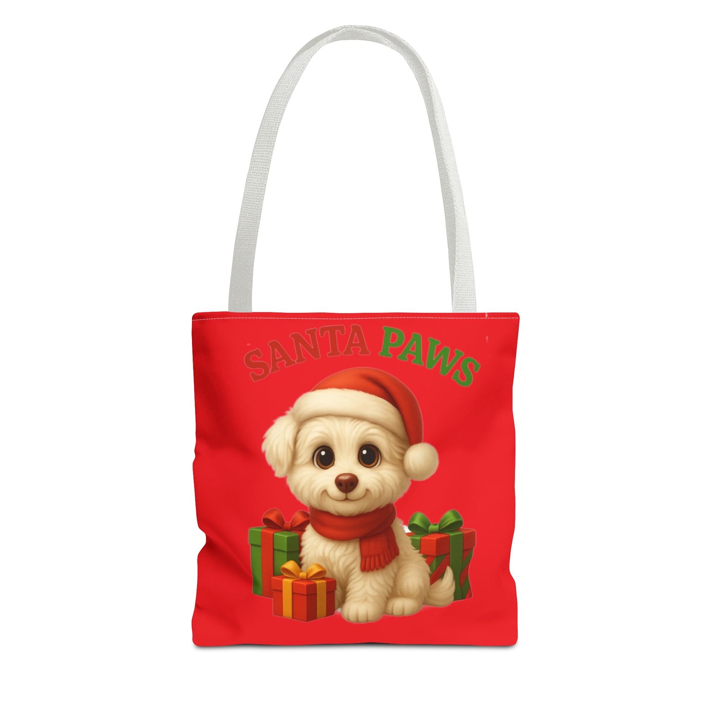 Adorable Santa Paws Tote Bag | Cute Christmas Pet Gift, Holiday Shopping, Pet Lover Accessory, Festive Handbag, Paw Print Tote