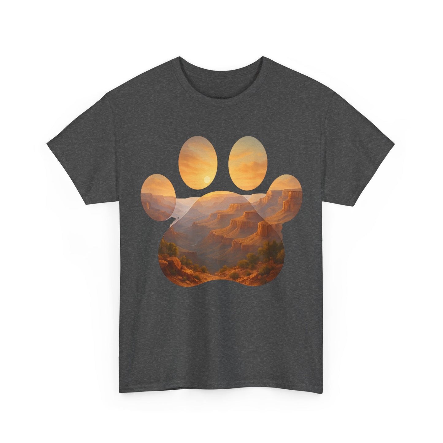 Sunset Paw Print Tee, Unisex T-Shirt for Pet Lovers, Cute Animal Graphic Shirt, Comfortable Everyday Wear, Gift for Dog Owners