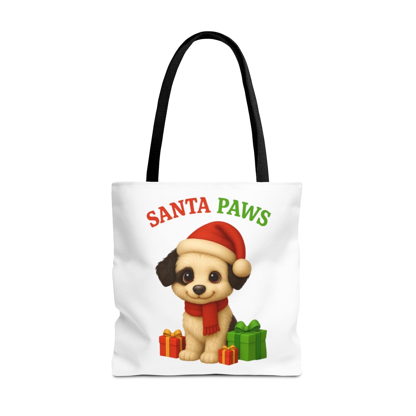 Christmas Dog Tote Bag, Pet Lover Gift, Santa Paws Eco-friendly Bag, Holiday Shopping Tote, Cute Puppy Design, Dog Owner Accessory