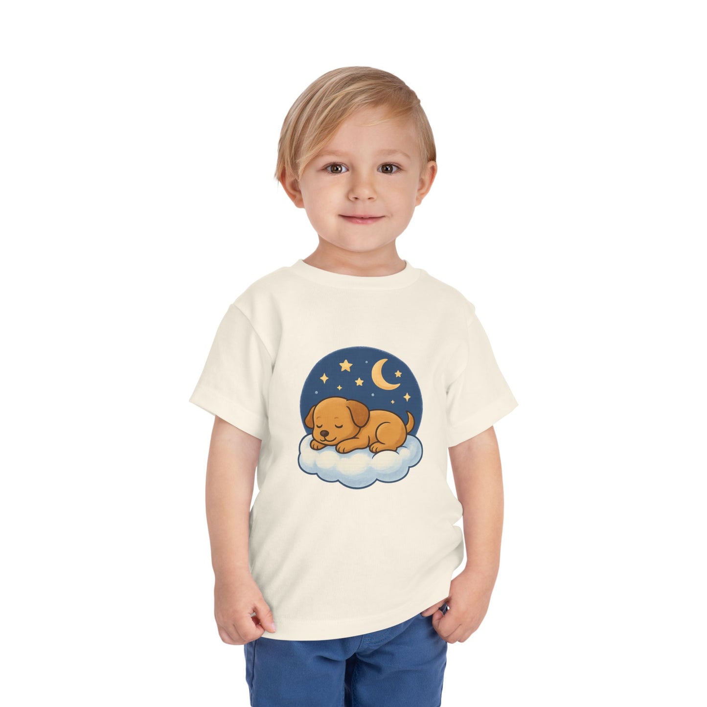 Sleepy Puppy Toddler Tee, Cute Dog Kids Shirt, Toddler Sleepwear, Baby Gift, Animal T-Shirt, Stars and Moon Design