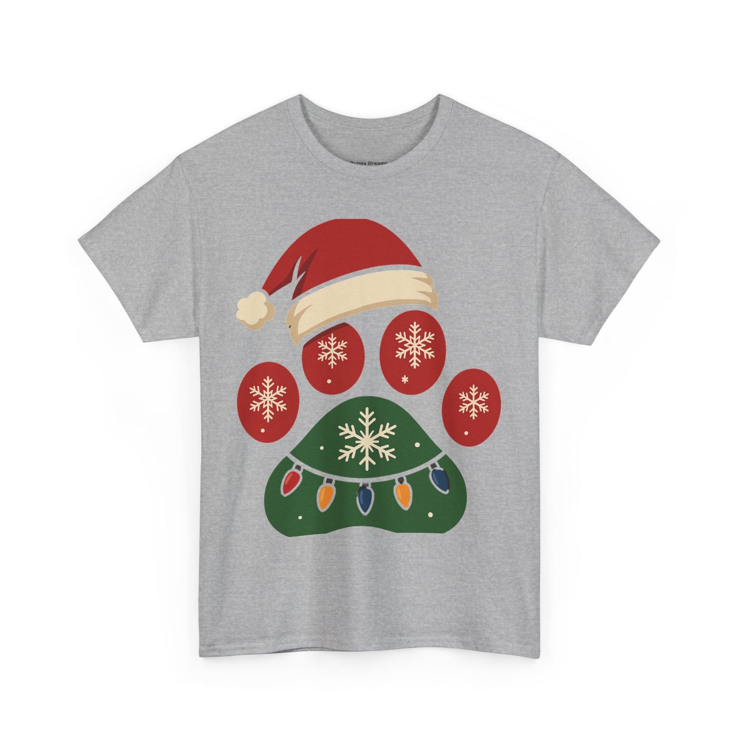 Festive Dog Paw Print Tee, Holiday T-Shirt for Pet Lovers, Christmas Casual Wear, Cute Pet Apparel, Winter Gift Idea