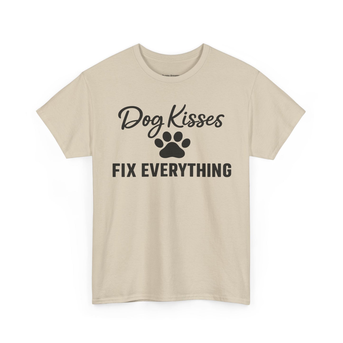 Dog Kisses Fix Everything Unisex Heavy Cotton Tee, Pet Lover Shirt, Gift for Dog Owners, Animal Rescue Supporter Tee, Casual Everyday Wear