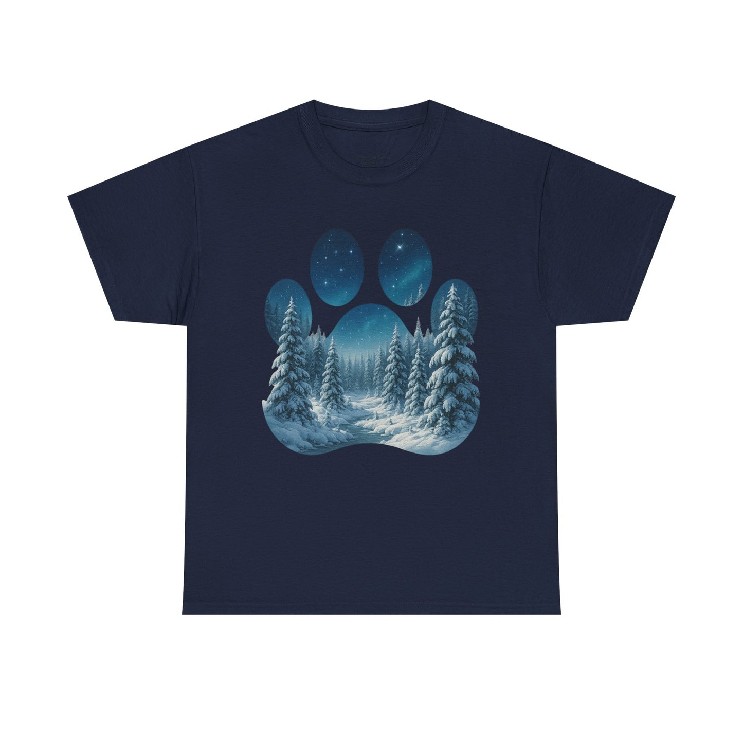 Nighttime Forest Scene Unisex Heavy Cotton Tee, Vintage Aesthetic T-Shirt, Nature Lover Gift, Outdoor Adventure Shirt, Cozy Casual Tee