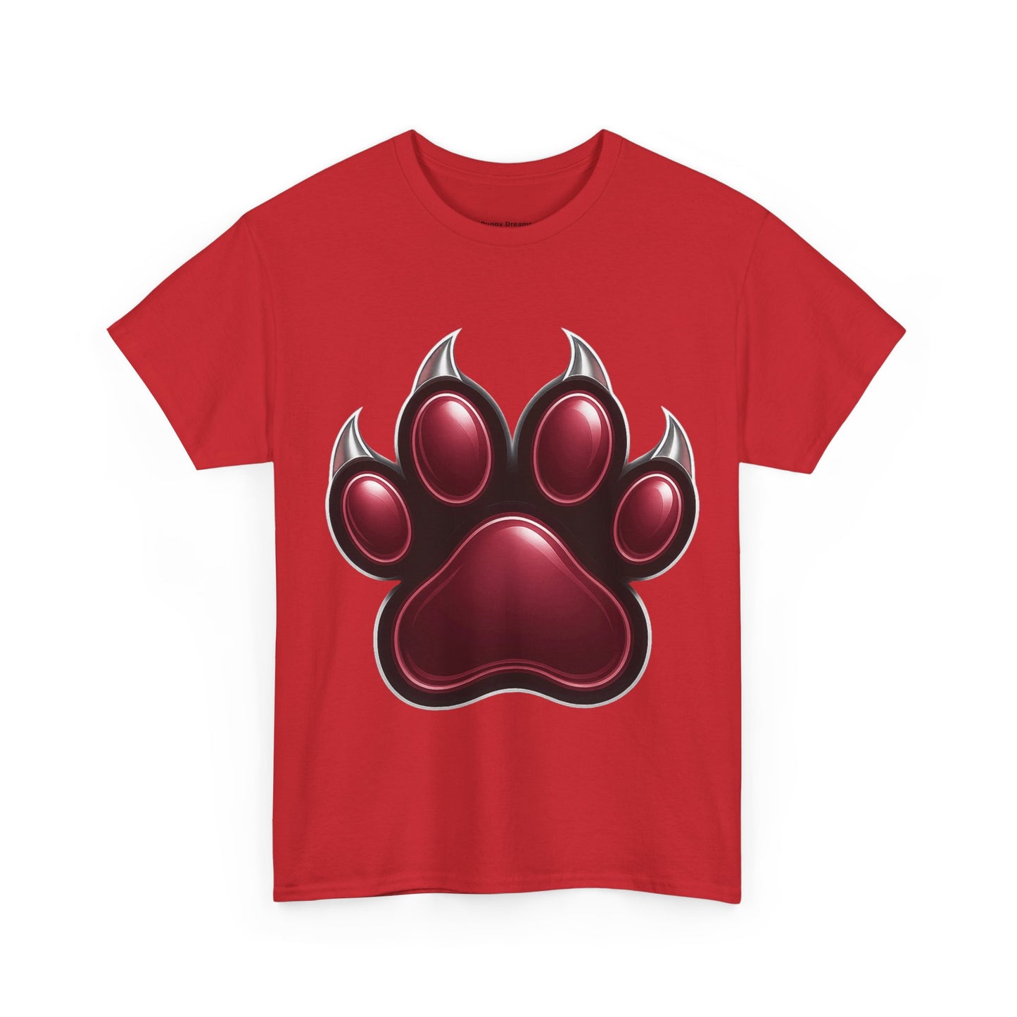 Stylish Unisex Heavy Cotton Tee with Bold Red Paw Print, Pet Lover Gift, Animal Rescue Fundraiser, Casual Wear, Everyday Essentials