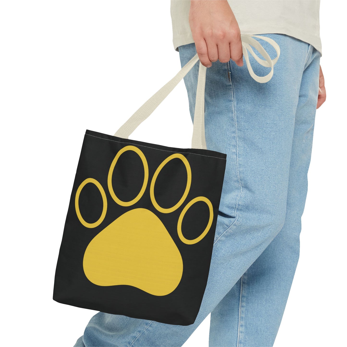 Custom Pet Lover Tote Bag, Yellow Paw Print, Eco-Friendly Bag, Gift for Pet Parents, Dog Mom Bag, Animal Lover Bag