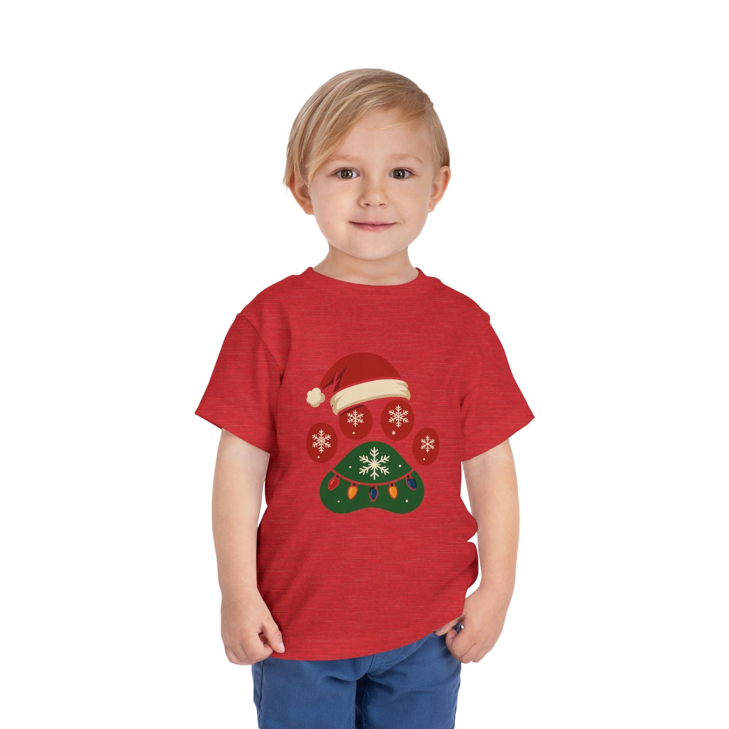 Christmas Toddler Tee with Holiday Paw Print Design, Cute Kids T-Shirt, Santa Dogs Tee, Holiday Outfit, Festive Child Shirt