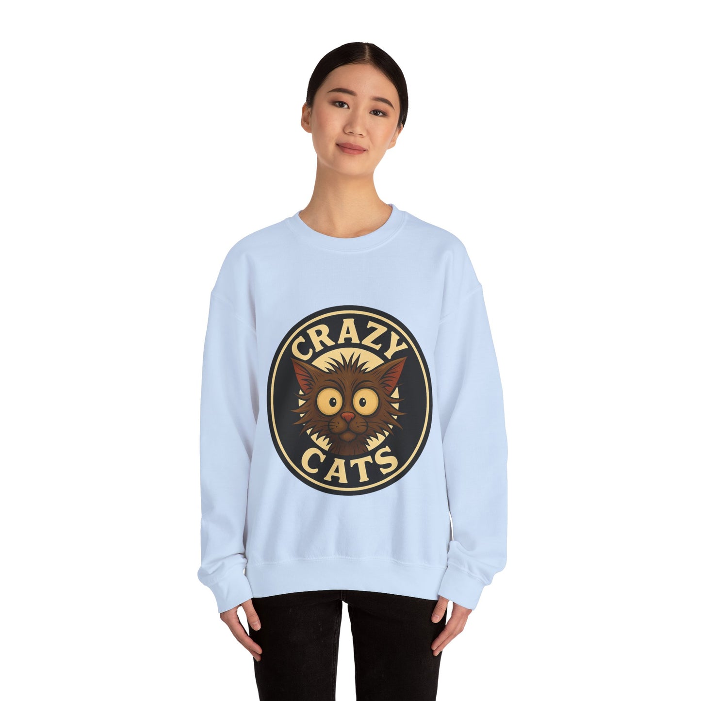 Crazy Cats Crewneck Sweatshirt — Vintage Cat Graphic Pullover