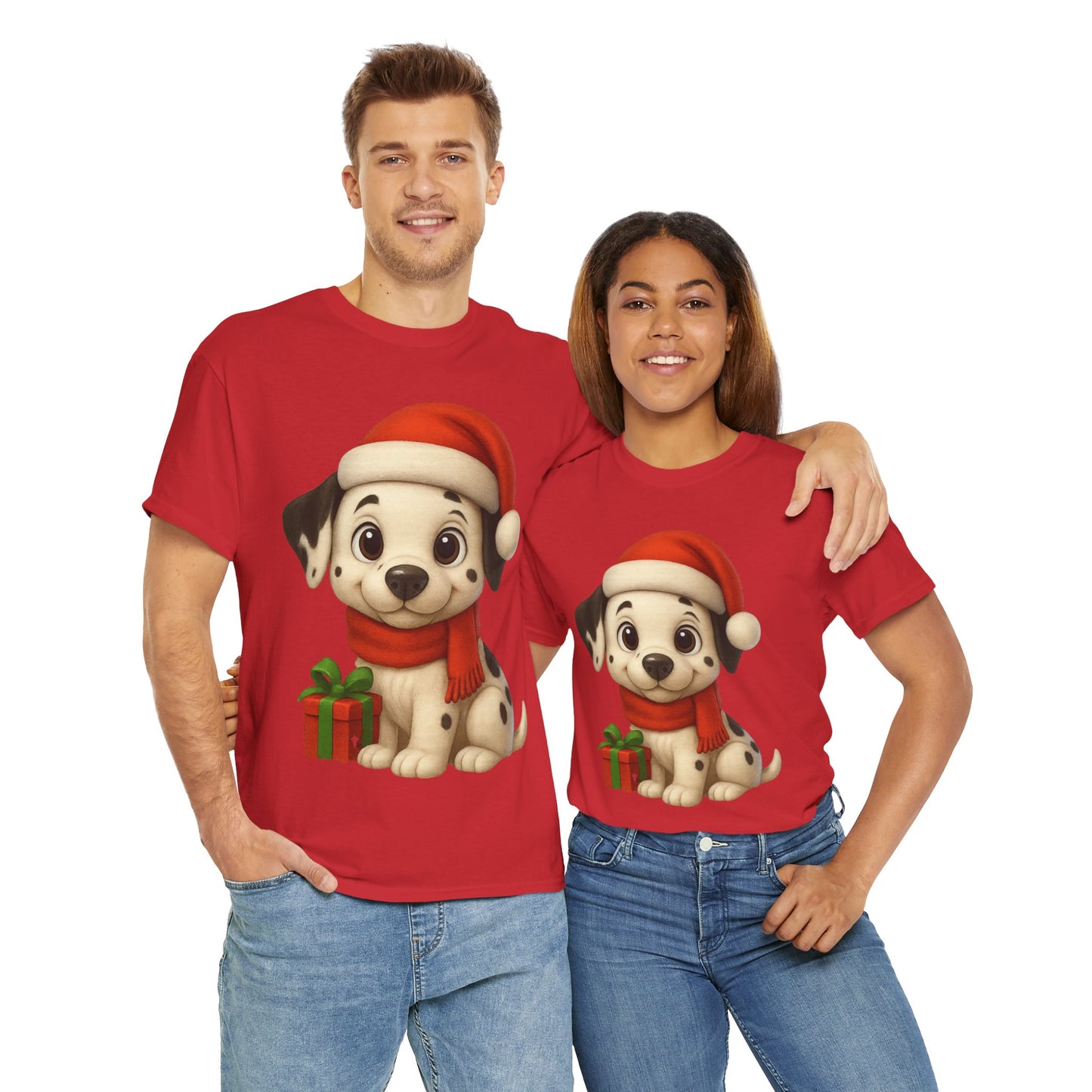 Adorable Christmas Puppy Tee - Unisex Heavy Cotton Tee