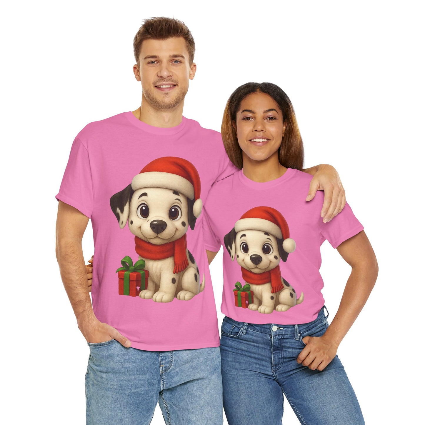 Adorable Christmas Puppy Tee - Unisex Heavy Cotton Tee