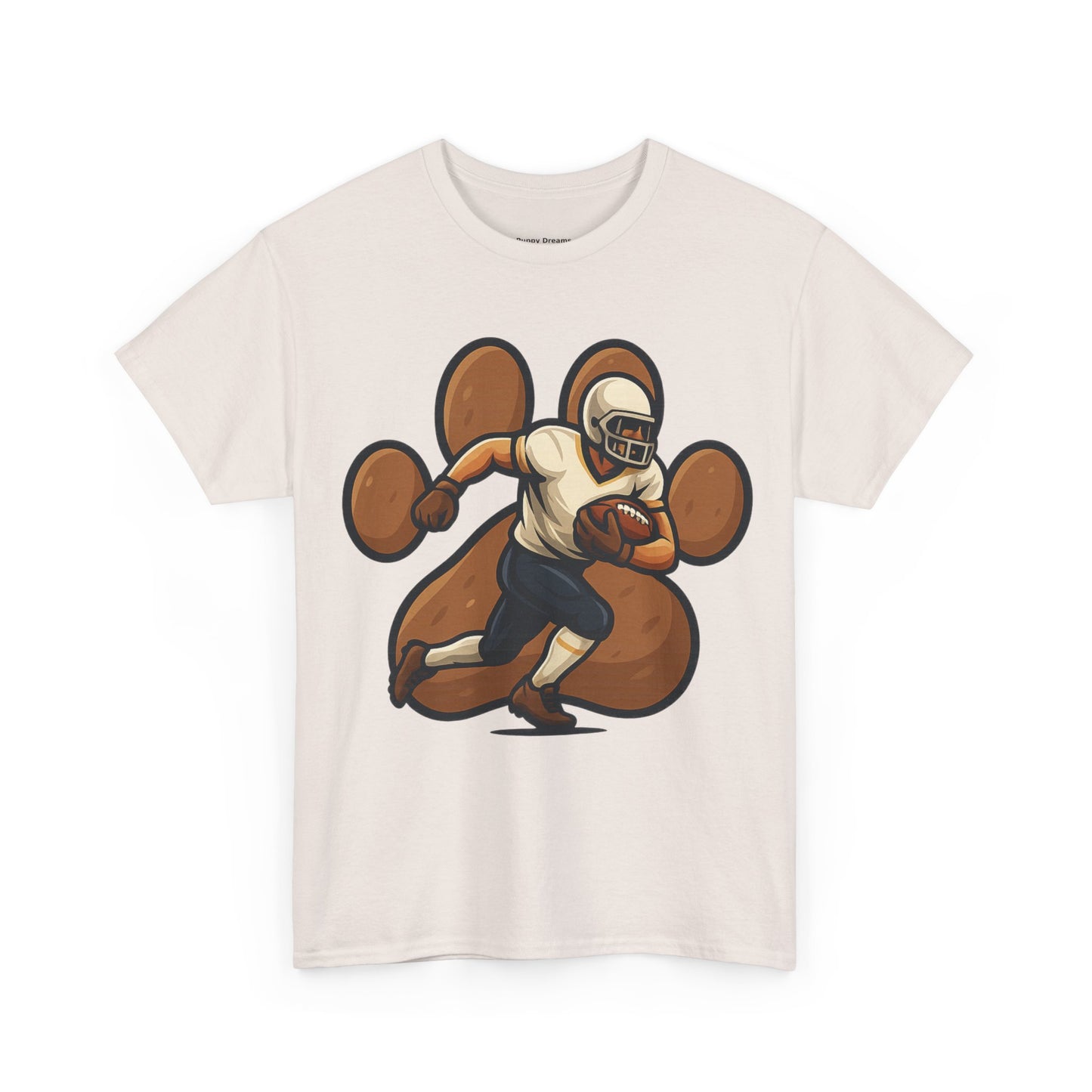 Football Paw Print Tee - Unisex Heavy Cotton T-Shirt, Sports Fan Gift, Game Day Apparel, Casual Wear, Team Spirit Tops