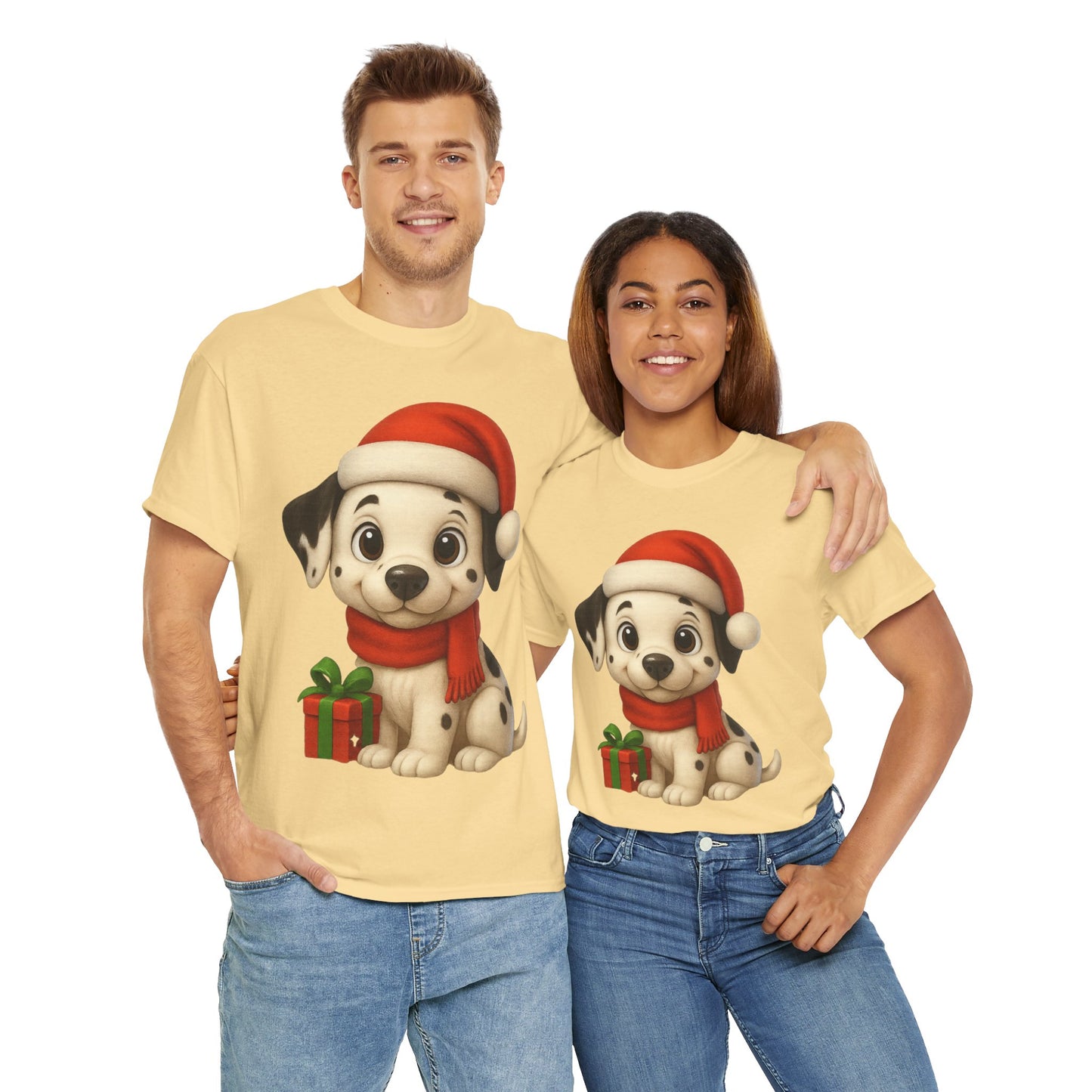 Adorable Christmas Puppy Tee - Unisex Heavy Cotton Tee