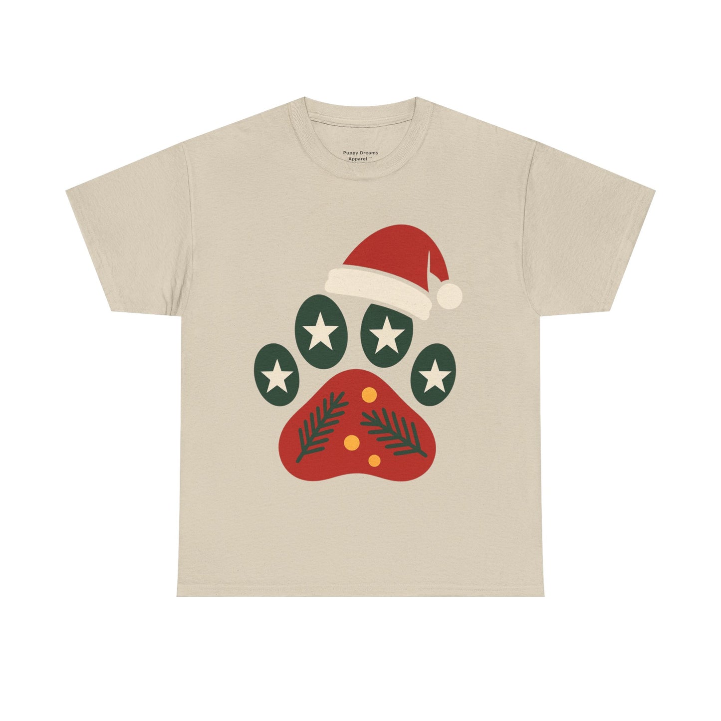 Festive Paw Print Tee, Holiday T-Shirt, Dog Lover Gift, Christmas Apparel, Unisex Cotton Shirt