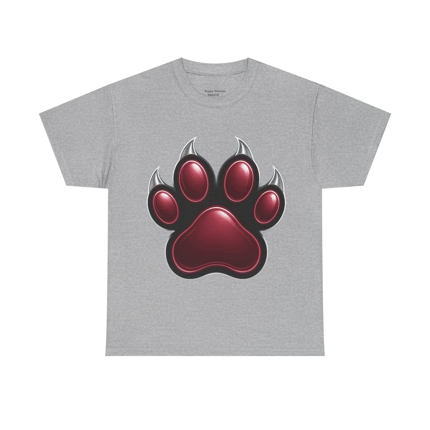 Stylish Unisex Heavy Cotton Tee with Bold Red Paw Print, Pet Lover Gift, Animal Rescue Fundraiser, Casual Wear, Everyday Essentials