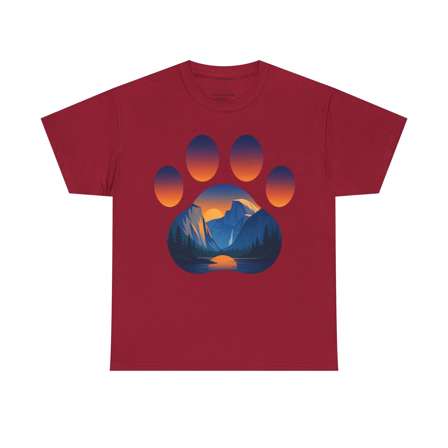 Mountain Sunset Paw Print Tee for Animal Lovers, Unisex Cotton Shirt, Gift for Pet Owners, Nature-Themed T-Shirt, Casual Wear