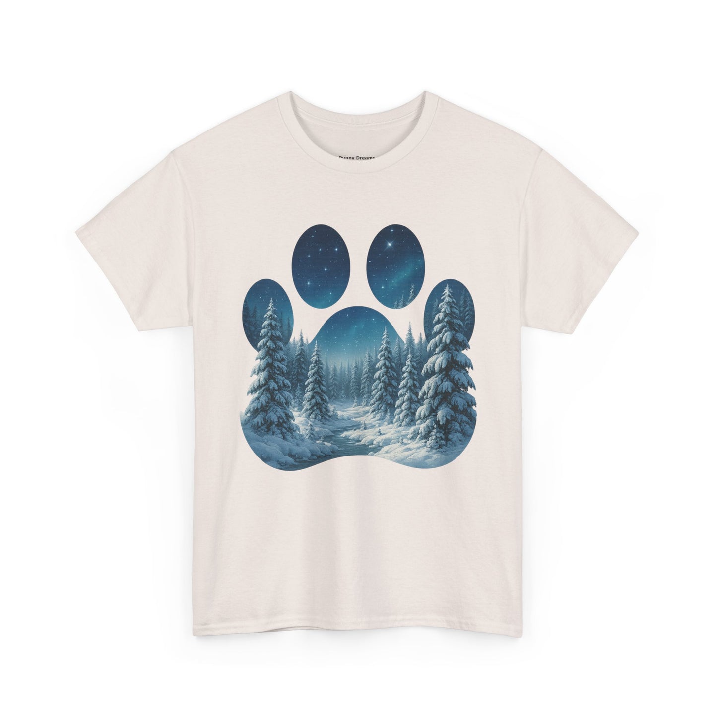 Nighttime Forest Scene Unisex Heavy Cotton Tee, Vintage Aesthetic T-Shirt, Nature Lover Gift, Outdoor Adventure Shirt, Cozy Casual Tee