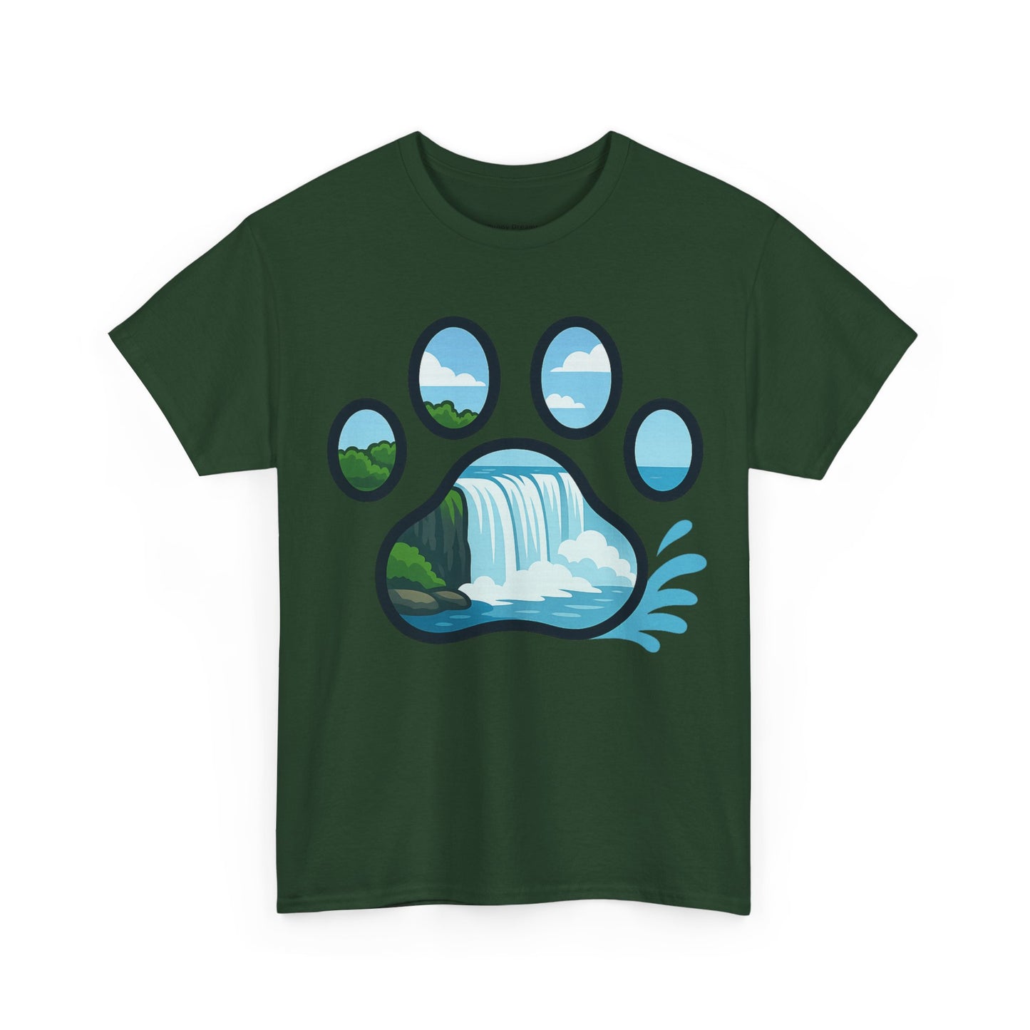 Nature-Inspired Paw Print Tee, Unisex Heavy Cotton Tee, Cute Animal Shirt, Outdoor Lover Gift, Eco-Friendly Apparel, Casual Wear
