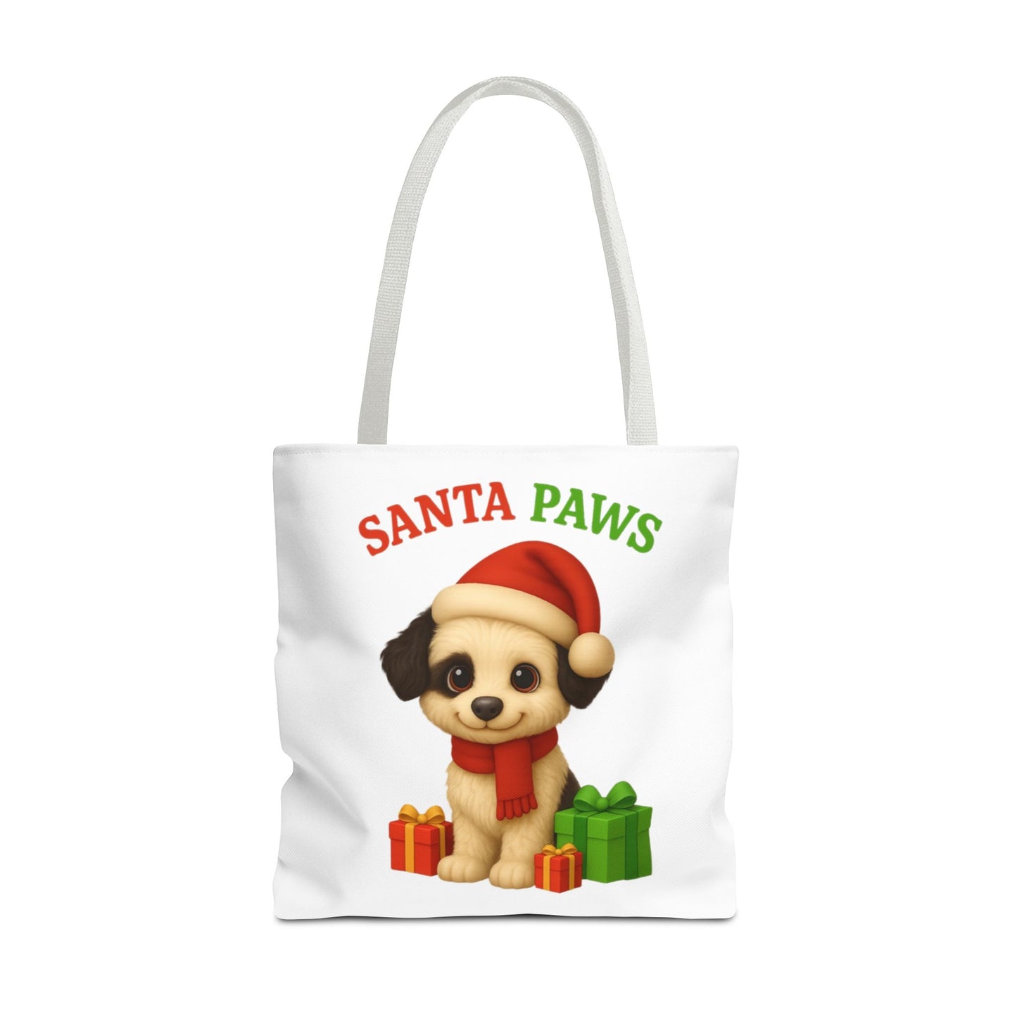 Christmas Dog Tote Bag, Pet Lover Gift, Santa Paws Eco-friendly Bag, Holiday Shopping Tote, Cute Puppy Design, Dog Owner Accessory