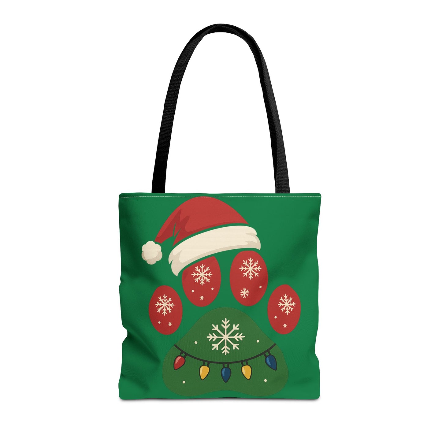 Festive Animal Paw Print Tote Bag, Holiday Shopper Tote, Christmas Gift Bag, Eco-Friendly Holiday Tote, Pet Lover's Tote
